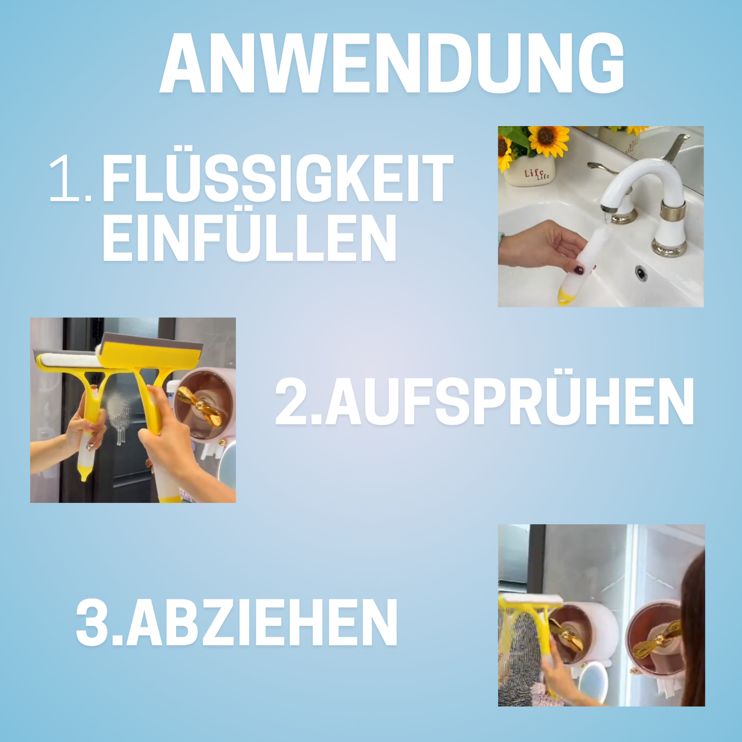 AquaSwipe – „Sprühen, wischen, glänzen.“